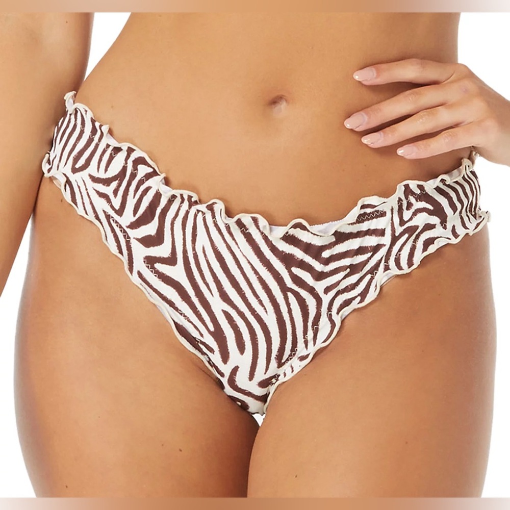 Sundazed‎ Mermaid Zebra Print Ruffled Bikini Bottoms NWT Size XS